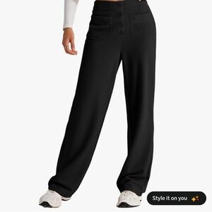 Womens High Waist Button Stretchy Work Pants Straight Leg NWT Sz XL